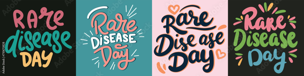 Collection of Rare Disease Day inscriptions. Handwriting text banners set Rare Disease Day Inscription. Hand drawn vector art Collection of Rare Disease Day inscriptions. Handwriting text banners set Rare Disease Day Inscription. Hand drawn vector art