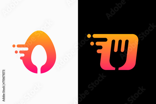 food delivered Vector Logo Premium