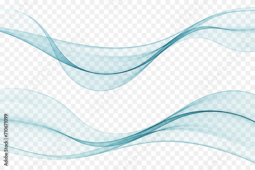 Abstract blue soft transparent wave. Set of blue wavy elements.