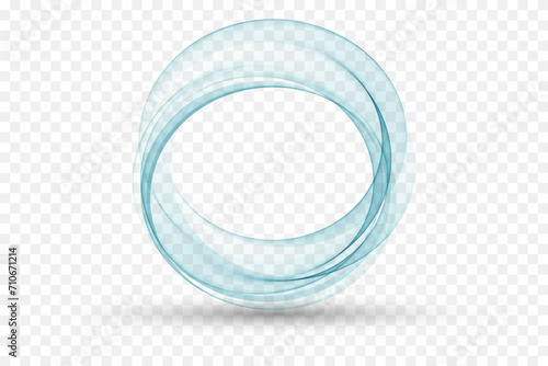 Transparent wavy blue lines in the shape of a circle, design element, frame.