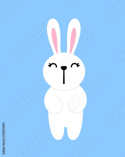 White bunny on a blue background