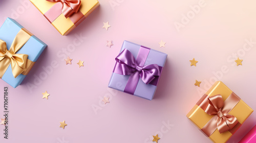 Gift box background with copy space for Christmas gifts, holiday or birthday © jiejie