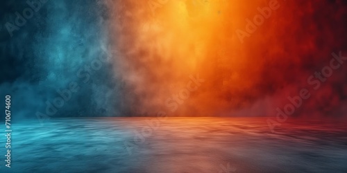 Abstract fire and ice concept background with smoke and empty space