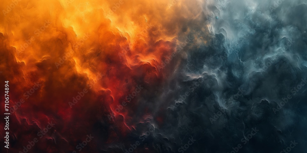 Abstract fiery and cool toned clouds background for creative use