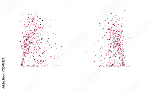 projection de confettis roses sur fond transparent - rendu 3D
