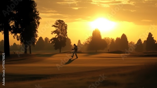 man golfer driver swing before hitting golf ball down the fairway.