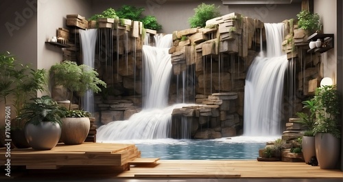 The sheer magnificence of a cascading waterfall  capturing the movement and energy of the falling water - Generative AI