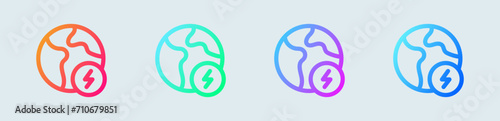 Green energy line icon in gradient colors. World power signs vector illustration.