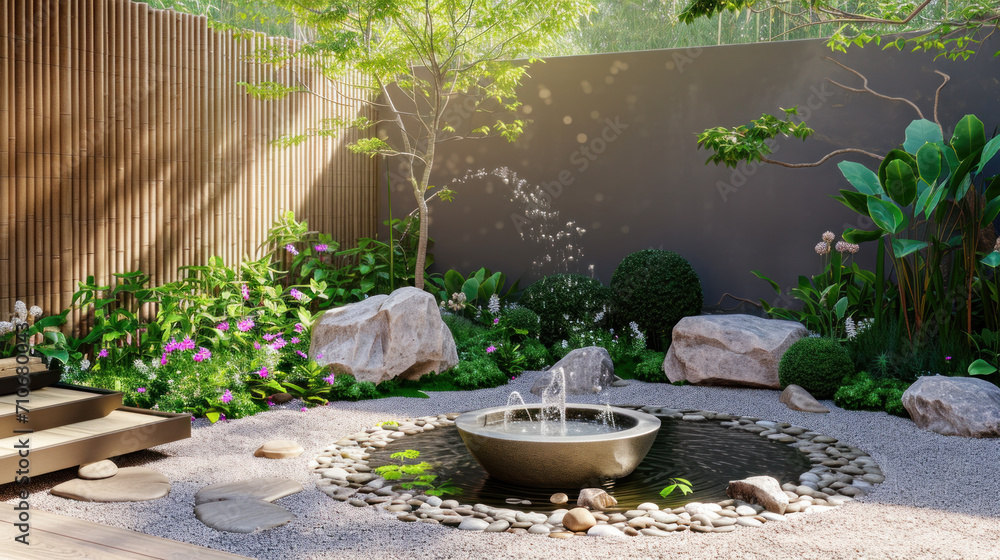 Close look at traditional Japanese style water fountain in the garden Close look at traditional Japanese style water fountain in the garden