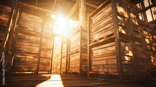 Wallpaper Mural Modern warehouse of finished products in cardboard boxes, background. Industrial storage concept, copy space. Logistics. Torontodigital.ca