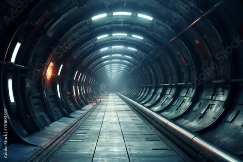 Futuristic Sci-Fi Tunnel with Neon Lighting