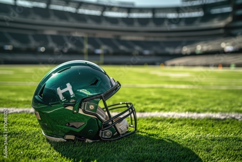 American football helmet on the pitch in stadium © Vorda Berge