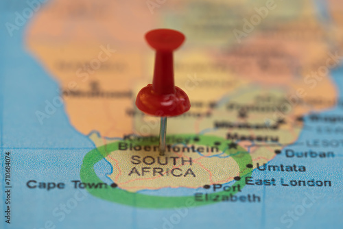 map with a pin on South Africa, destination, places to visit this year