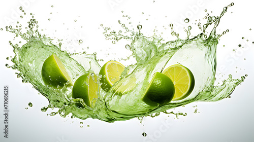 limes in water with water splashing
