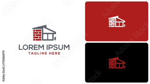 Modern, abstract, house built with bricks.  Vector logo templates. 