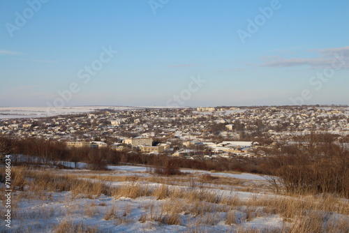 A landscape with a city in the distance