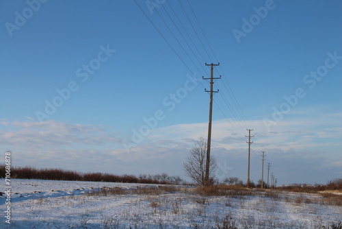 Power lines in a snowy place