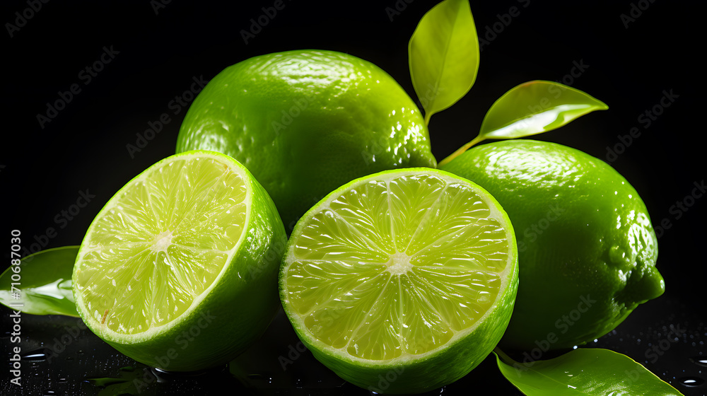 a group of limes with leaves