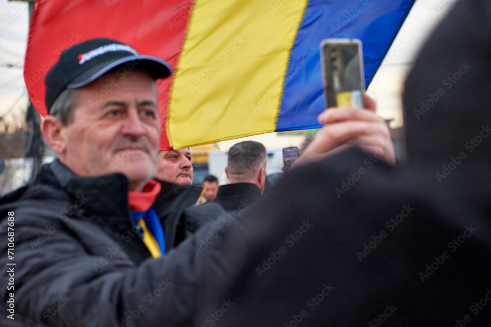 Romanian transporters and farmers protest, Afumati, Ilfov, Romania
