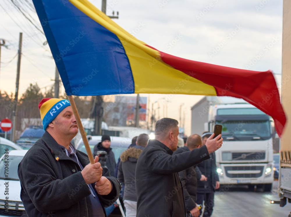Romanian transporters and farmers protest, Afumati, Ilfov, Romania