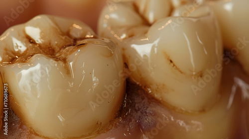 Close-Up of Dental Caries on Molar Teeth