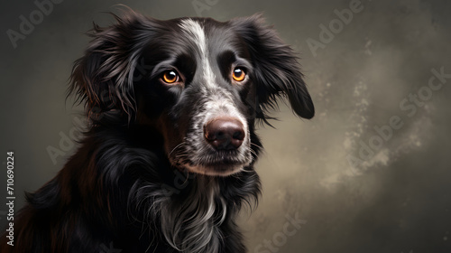 Black Dog with Soulful Eyes Portrait