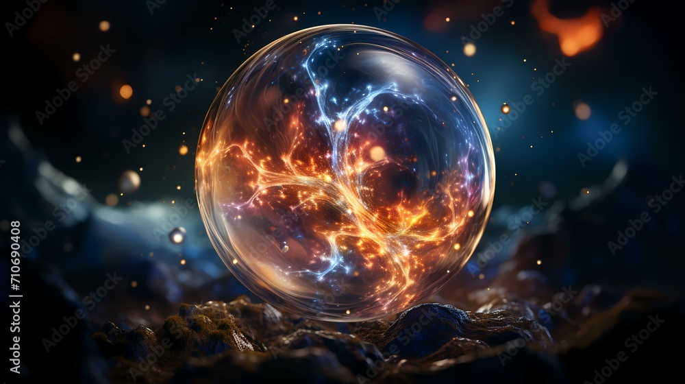 Cosmic Elegance: Galaxy in a Glass Ball - Isolated Object with Transparent Background