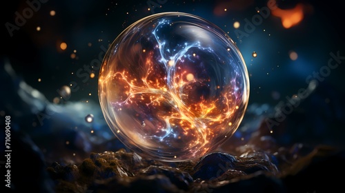 Cosmic Elegance: Galaxy in a Glass Ball - Isolated Object with Transparent Background