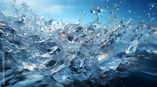 Liquid Sparkle  Glistening Clear Water Splash Frozen in an Abstract Composition