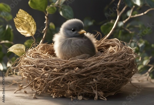 Image of Cute Baby Bird is in the nest. © Ahsan