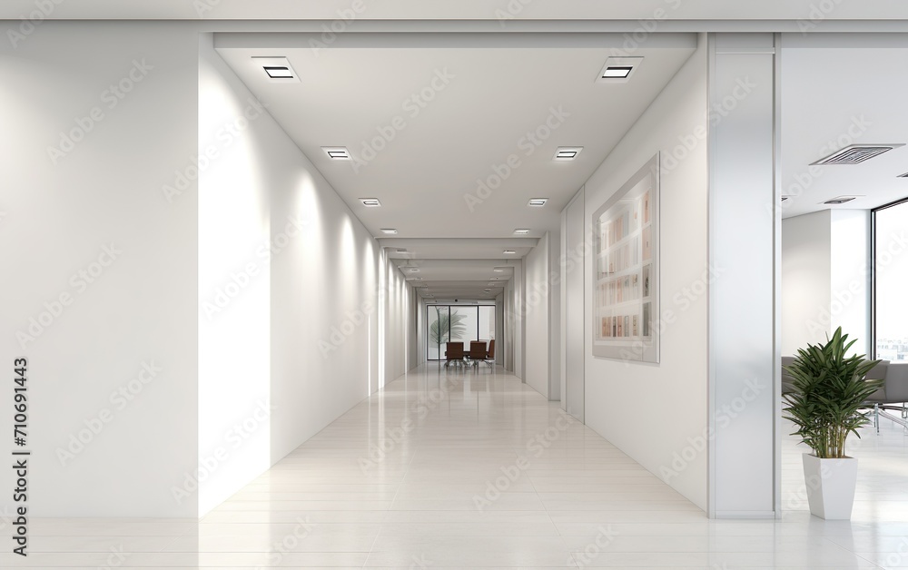 Modern office corridor or hallway interior