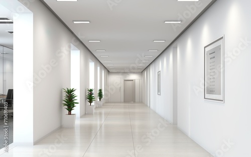 Modern office corridor or hallway interior