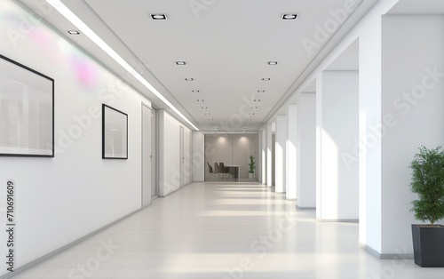 Modern office corridor or hallway interior