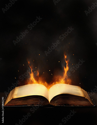 open book on fire