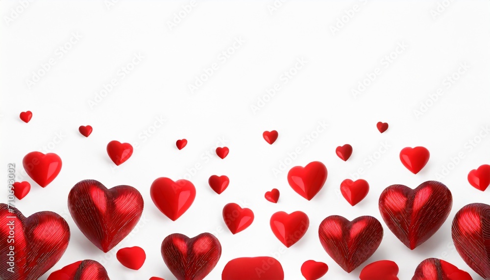 beautiful hearts on white background for happy valentines day 3d rendering