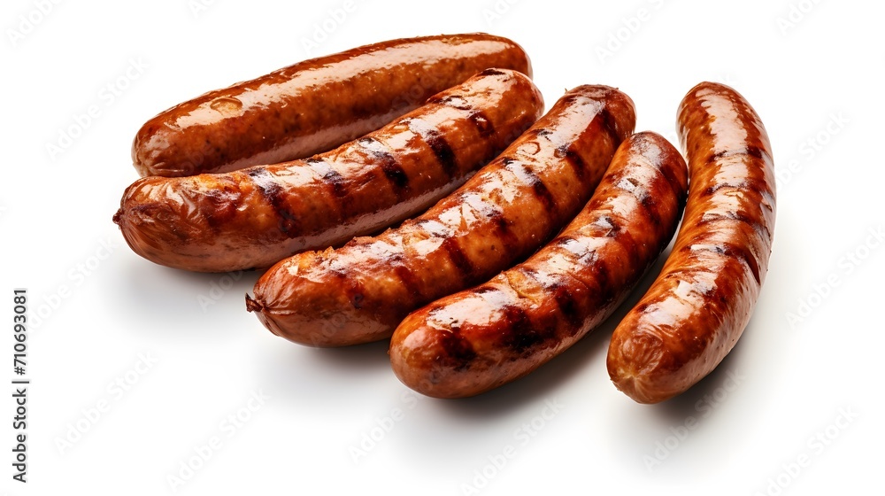 Grilled bratwurst Pork Sausages, bbq sausages, isolated on white transparent background. Grilled bratwurst Pork Sausages, bbq sausages, isolated on white transparent background.