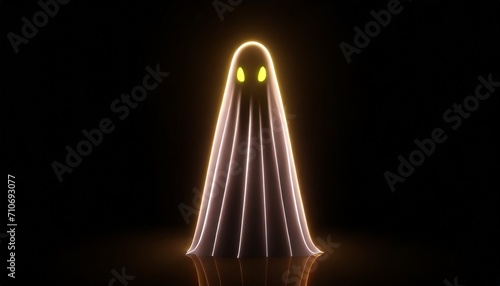 3d render of neon ghost on the black background