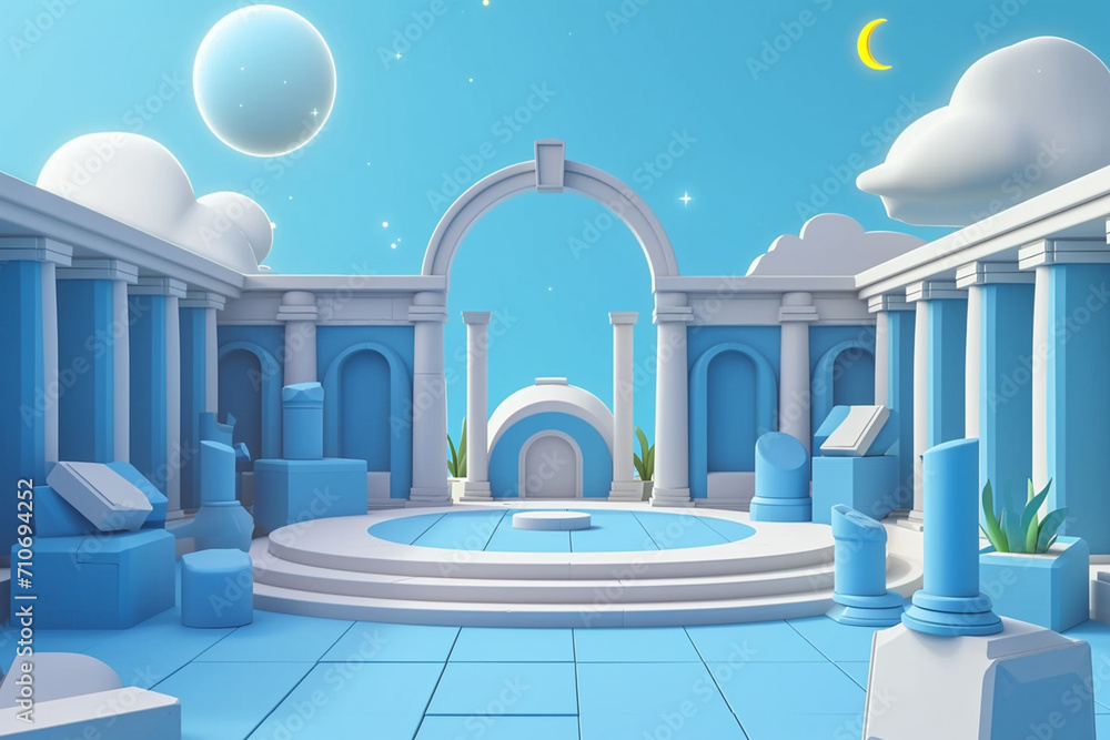 Fototapeta premium Game background 3d stylish architecture illustration