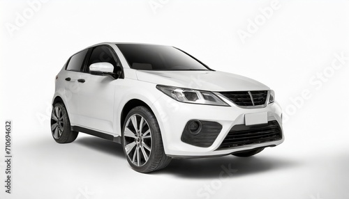 modern white crossover car on a white background with shadow © Robert