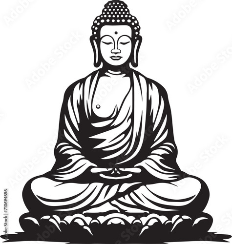 Buddha Face, Buddha is sitting, Buddha meditating Vector illustration
