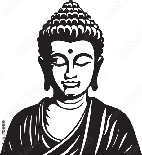 Buddha Face, Buddha is sitting, Buddha meditating Vector illustration