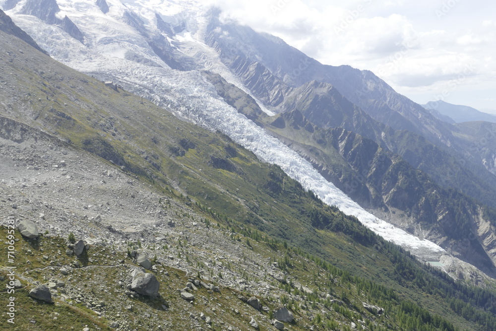 Glacier in the French Alps near Aiguille du Midi over 3000 meter 