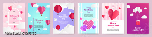 Valentine's day concept posters set. Vector illustration. Cute love sale banners or greeting cards