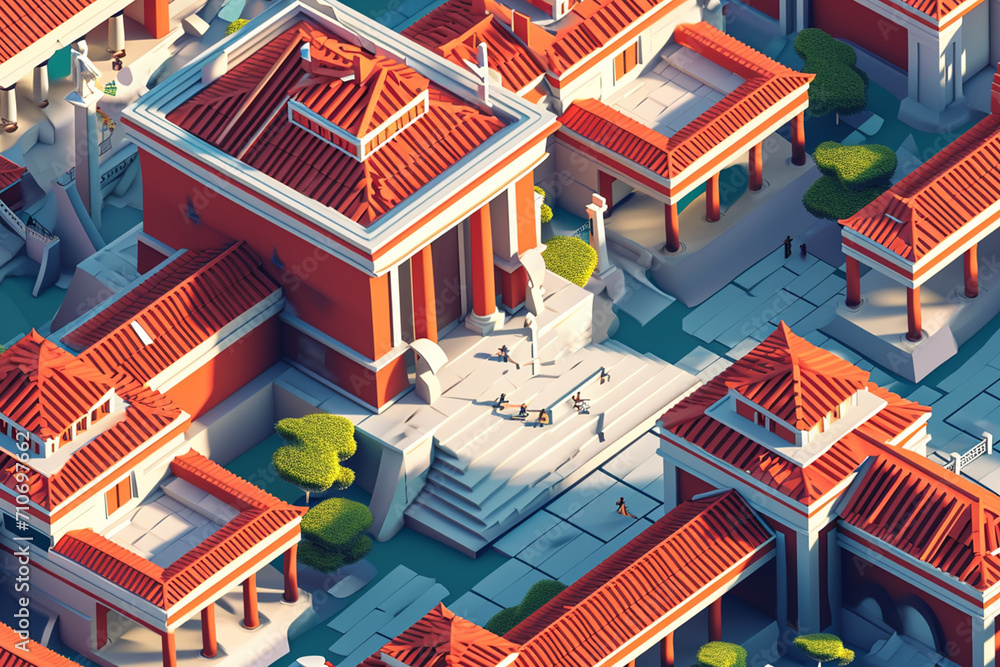 Fototapeta premium Game background 3d stylish architecture illustration