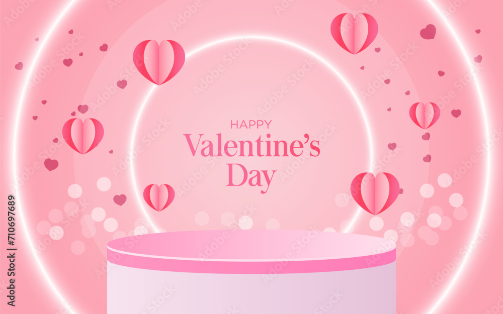 Valentine's Elegance Gradient Podium with Heart Balloons and Confetti. Bokeh Lights on a Pink Background, Enhanced by Chic Vertical Stripes. Perfect Backdrop for Showcase Valentine's Elegance Gradient Podium with Heart Balloons and Confetti. Bokeh Lights on a Pink Background, Enhanced by Chic Vertical Stripes. Perfect Backdrop for Showcase