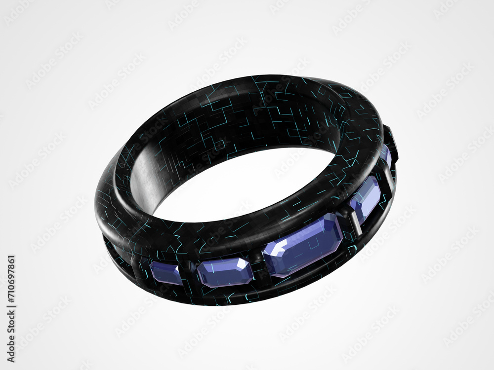 3D render design of a sci-fi diamond ring on a white background. Concept of cyberpunk rings and alien technology. 3D render design of a sci-fi diamond ring on a white background. Concept of cyberpunk rings and alien technology.