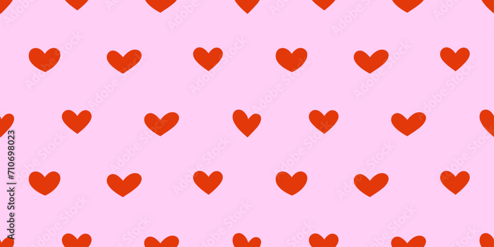 Seamless pattern with red hearts. Red hearts on pink background. Seamless pattern with red hearts. Red hearts on pink background.
