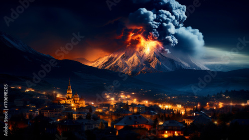 Huge volcano eruption, city is in danger