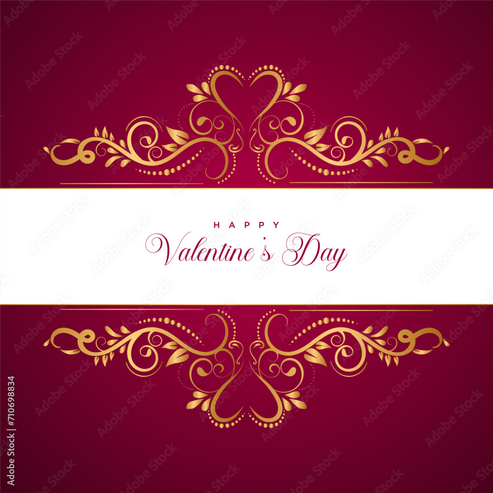  Valentine's Day Greeting with a Vibrant Red Background. 'HAPPY Valentine's Day' in Red Letters, Two Adorable Hearts Adding a Touch of Romance