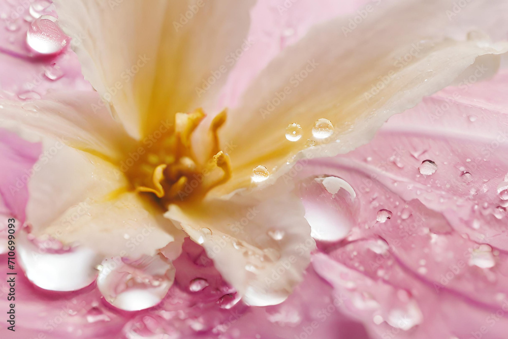 Water droplets on a delicate flower petal